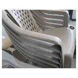 Beige Plastic Stacking Chairs with Armrests