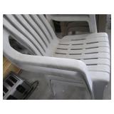 Beige Plastic Stacking Chairs with Armrests