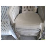 Beige Plastic Stacking Chairs with Armrests