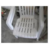 Beige Plastic Stacking Chairs with Armrests