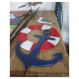 Metal garden decor, Nautical Anchor & Lifebuoy Wall Decor with Welcome Sign