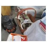 Clear Plastic Storage Tote with Assorted Linens, Towels & Decorative Home Decor
