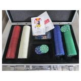 Poker Chip Case Set with 4 Color Stacks and Hoyle Cards