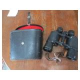 Binoculars with Leather Case and Strap - Vintage Field Glasses
