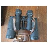 Binoculars with Leather Case and Strap - Vintage Field Glasses
