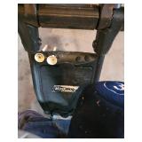 BagBoy Pro X7 Tour Collection Push Cart with Blue Cart Bag and Irons