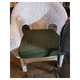 Chairs - Grey Metal-Frame Chair, White Wicker Armchair, Brown Wicker Loveseat (Lot of 3)