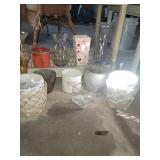 Assorted Glass Vases & Planters - Two-Shelf Display of Decorative Containers