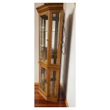 Oak Corner Curio Cabinet with Glass Doors - 72 in H x 23 in W x 20 in D