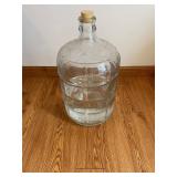 Glass Carboy Jug with Cork Stopper - Clear Ribbed Glass 16" Tall