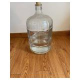 Glass Carboy Jug with Cork Stopper - Clear Ribbed Glass 16" Tall