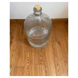 Glass Carboy Jug with Cork Stopper - Clear Ribbed Glass 16" Tall