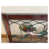 Fleur-de-Lis Stained Glass Panel - Burgundy Border Wall Hanging 36 x 14"