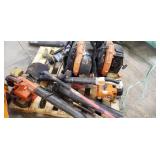 Pallet of echo and stihl blowers riobi weed eater ect