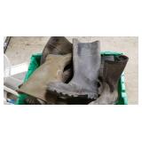Tote of rubber boots