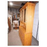 Lighted, Wooden 2-Piece Hutch Cabinet w/glass doors. 52"x17"x79"