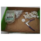 Hardware Supplies Lot: Tile Spacers, Chalk, Screws, Tool Bag, Vintage Face/Head Shield