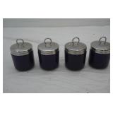 Williams Sonoma Cobalt Blue Porcelain Stainless Lid Egg Coddler