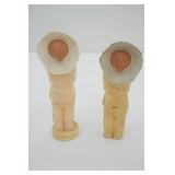 Vintage 1950s celluloid Native American Chief Dolls. St. Labre Indian School Souvenirs 5.5" & 6" tall