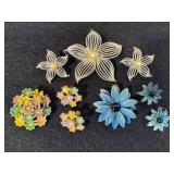 Three Floral Brooch & Earring Sets