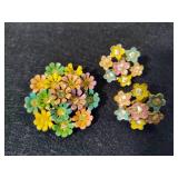 Three Floral Brooch & Earring Sets