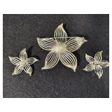 Three Floral Brooch & Earring Sets