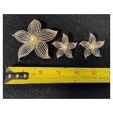 Three Floral Brooch & Earring Sets