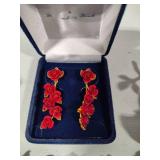 Danbury Mint "A Dozen Roses" 24K Gold Clad Earrings & Asst Rose Brooches
