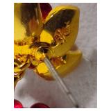 Danbury Mint "A Dozen Roses" 24K Gold Clad Earrings & Asst Rose Brooches