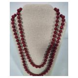 Carved Cinnabar Beaded Necklaces & Earring Set