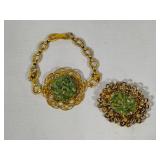 Jade Chip Bracelet & Brooch