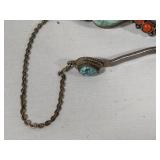 925 Sterling Hair Clip w/Turquoise & Coral Beads