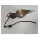 925 Sterling Hair Clip w/Turquoise & Coral Beads