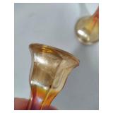 Marigold Carnival Glass Candlestick Holders