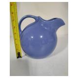 Vintage Homer Laughlin Blue Ice Lip Water Pitcher & Two Smaller Pitchers