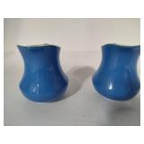 Vintage Homer Laughlin Blue Ice Lip Water Pitcher & Two Smaller Pitchers