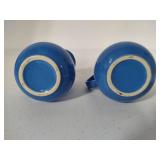 Vintage Homer Laughlin Blue Ice Lip Water Pitcher & Two Smaller Pitchers