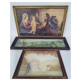 Three Antique Framed Art Pieces - See Description