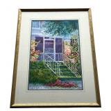 Original Pearl Ziegenhagen "The Front Door" Framed Watercolor Painting