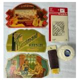 Vintage Sewing Collection - Includes Vintage Tin and Button Collection, Vintage Simplicity Patterns, Snaps and Eyelet Tool, Vintage Sewing Needle Cases, and Wooden Darning Egg