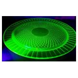 Vintage Green Depression Uranium Glass 13" Round
