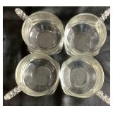 Hazel Atlas Snack, Sip, and Smoke Glass Luncheon Serving Trays with Cups - set of 8