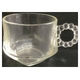 Hazel Atlas Snack, Sip, and Smoke Glass Luncheon Serving Trays with Cups - set of 8