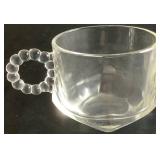 Hazel Atlas Snack, Sip, and Smoke Glass Luncheon Serving Trays with Cups - set of 8