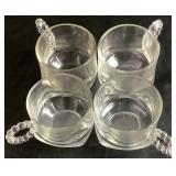 Hazel Atlas Snack, Sip, and Smoke Glass Luncheon Serving Trays with Cups - set of 8