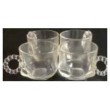 Hazel Atlas Snack, Sip, and Smoke Glass Luncheon Serving Trays with Cups - set of 8