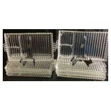 Hazel Atlas Snack, Sip, and Smoke Glass Luncheon Serving Trays with Cups - set of 8
