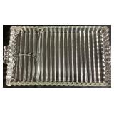 Hazel Atlas Snack, Sip, and Smoke Glass Luncheon Serving Trays with Cups - set of 8