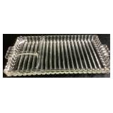 Hazel Atlas Snack, Sip, and Smoke Glass Luncheon Serving Trays with Cups - set of 8