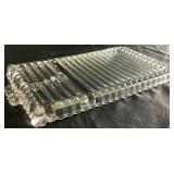 Hazel Atlas Snack, Sip, and Smoke Glass Luncheon Serving Trays with Cups - set of 8